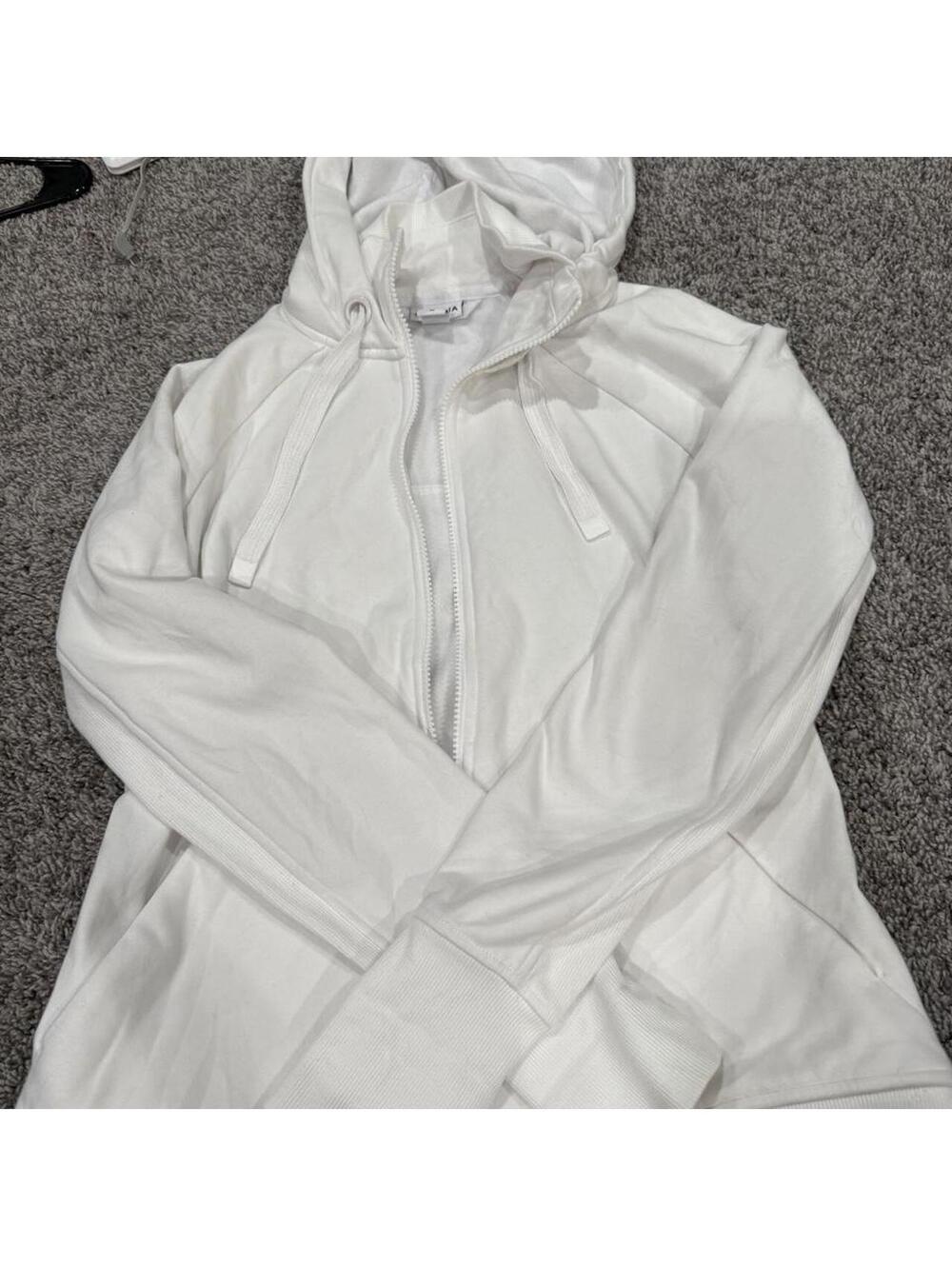 Athleta White Zip-Up Hoodie Sweatshirt Medium